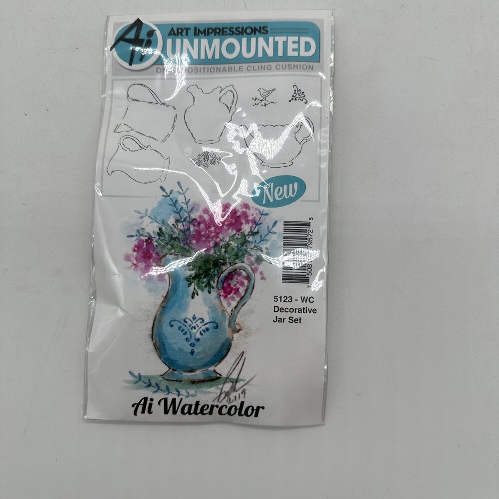 NIP New AI Art Impressions Unmounted 5123 WC Decorative Jar Set